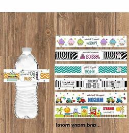 35 WATER BOTTLE LABELS Personalized Birthday Wrapper Decorat