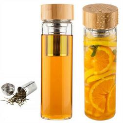 350/450ml Double Wall Glass Water Bottle Sports Travel Mug T