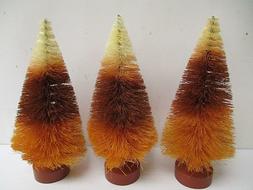 3pc.  6" Sisal Bottle Brush Tree Candy Corn Halloween Christ