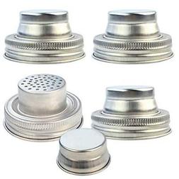 obmwang 4 Pack of Stainless Steel Mason Jar Shaker Lids Caps
