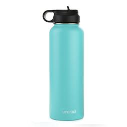 40 oz Stainless Steel Vacuum Water Bottle with Straw Lid and