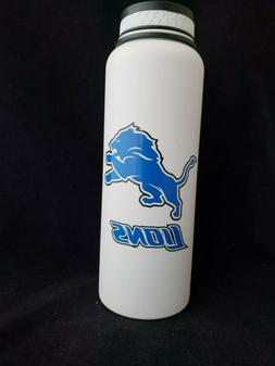 40oz Lions UV Custom Printed Flask Water Bottle - White