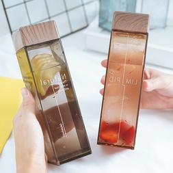 450ML Square Sport Bottle Cute Fruit Milk Tea Cup Travel Wat