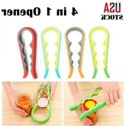 4in1 Easy Grip Jar Bottle Can Caps Lid Opener Skid-Proof Kit