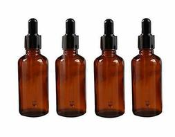 4PCS 50ml 1.7oz Empty Refillable Amber Glass Essential Oil B