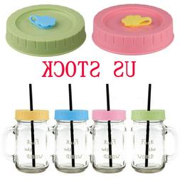 4pcs 70mm Cute Lids Plastic Storage Caps with Straw Hole for