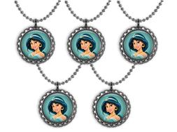 5 Disney Princess JASMINE Aladdin 3D Bottle Cap Necklace Bir