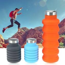 550ML Silicone Foldable Water Bottle Gym Camping Travel Drin