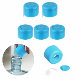 5Pc Blue Reusable Water Bottle Cap Lid Replacement for 55mm 