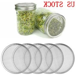 5pc Steel Seed Sprouting Lids Cap Mesh Screen Strainer Filte