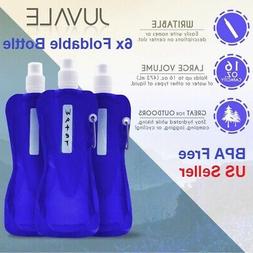 6 Pack 470ml BPA Free Foldable Collapsible Water Bottle Reus