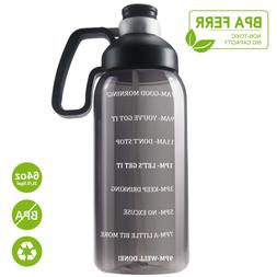 64 OZ Water Bottle with Straw, Motivational Water Bottle wit