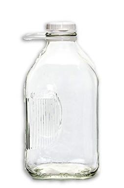 The Dairy Shoppe 2 Qt Heavy Glass Milk Bottle with Handle & 