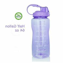 QuiFit 64oz Portable Drinking Straw Daily Water Bottle Sport