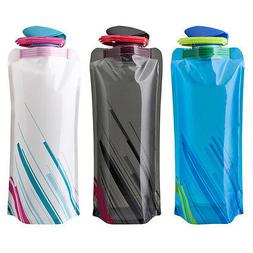 700ml Reusable Foldable Collapsible Water Bottle Camping Hik