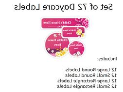 72 Daycare Labels - School Stickers - Bottle Labels - Dishwa