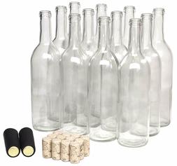North Mountain Supply 750ml Clear Glass Bordeaux Wine Bottle