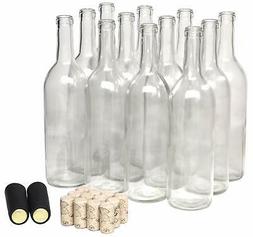 North Mountain Supply 750ml Clear Glass Bordeaux Wine Bottle