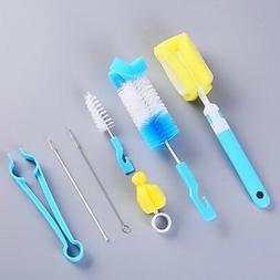 7PC Baby Feeding Bottle Brush Sponge Cleaner Straw Nipple Cl