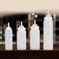 8-32oz Clear Plastic Squeeze Bottle Condiment Dispenser Ketc