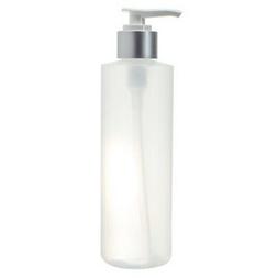 8 oz Clear Natural Plastic Bottle with Silver Pump Dispenser