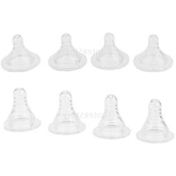 8pcs BPA Free Silicon Newborn Baby Bottle Nipples 4 Age Size