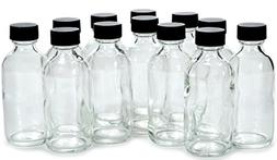 Vivaplex, 12, Clear, 2 oz Glass Bottles, with Lids