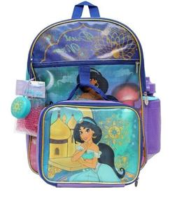 Aladdin Jasmine 5-Pc Set Backpack Lunch Bag Ice Pack Water B