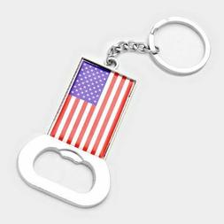 American Flag Bottle Opener Keychain Ring Keyring Patriotic 