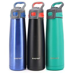 TOPOKO 25 Ounce AUTOFLIP Stainless Steel Double Wall Water B