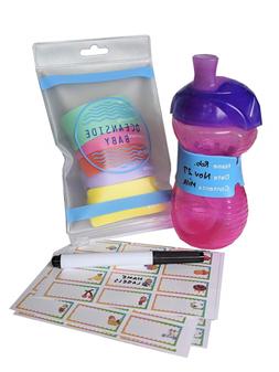 Baby Bottle Labels for Daycare, 6 Reusable Silicone Labels, 