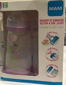 MAM Baby Bottle Set Girls 9 Ounce 2 Pack 2+Months Anti-Colic