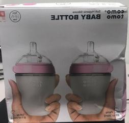 ComoTomo Baby Bottles, Medium Flow, Pink, 8oz, 2 Pack New