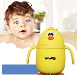 Baby Straw Cup Kids Drinking Water Bottle With Handles Insul