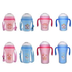 Baby Toddler Drinking Bottle Training Straw Cup with Handle 