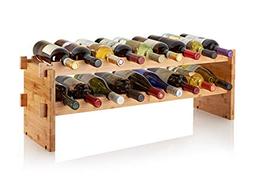 AdirHome Bamboo Wine Rack - Easy to Assemble 18 Stackable Bo