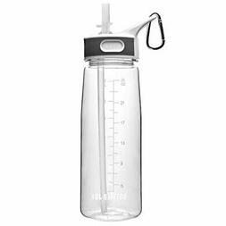 BOTTLED JOY Dishwasher Safe Water Bottle with Straw/Flip Top