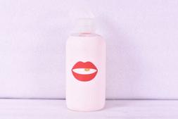 Nordstrom bkr 16 Ounce Glass Water Bottle with Light Pink Si