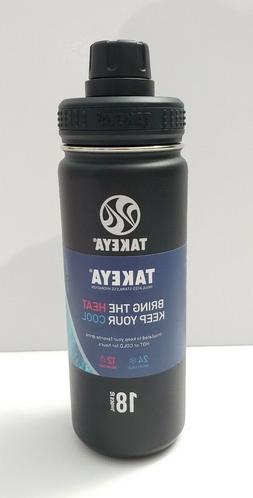 Takeya Black Water Bottle 18 Oz Insulated Stainless Steel Le