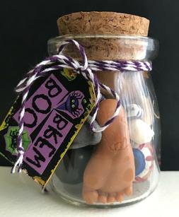 BOO BREW Halloween JAR witches potion bottle apothecary OOAK