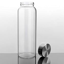 Kablo Glass Water Bottle 32 oz, 100% Borosilicate Glass