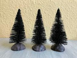 Bottle Brush HALLOWEEN Putz ~ 3.5" Black Artificial Pine Tre
