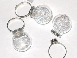 Bottle Ring fairy Locket Screw top Globe crystal Ball Glass 
