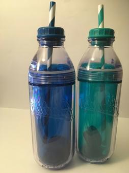 Aladdin bottle set. Green/blue - dual - cap and drinking str