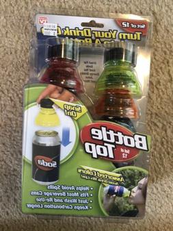 Bottle Top Set 12 Plastic Caps For Soda Can New As Seen On T