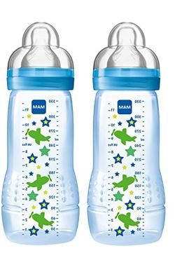 For Breastfed Babies, Mam Baby Bottles, Boy, 11 Ounces, 2-co