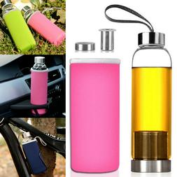 BPA Free Glass Sport Water Bottle with Tea Filter Infuser Pr