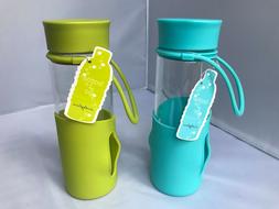 BPA FREE  GLASS WATER  BOTTLE  COVERED WITH  SILICONE AND SI