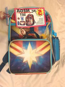 Captain Marvel Backpack Kids 5 Piece School Essentials Set L