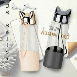 Cat Ear Insulated Water Bottle With Rope Handle - 350ml
